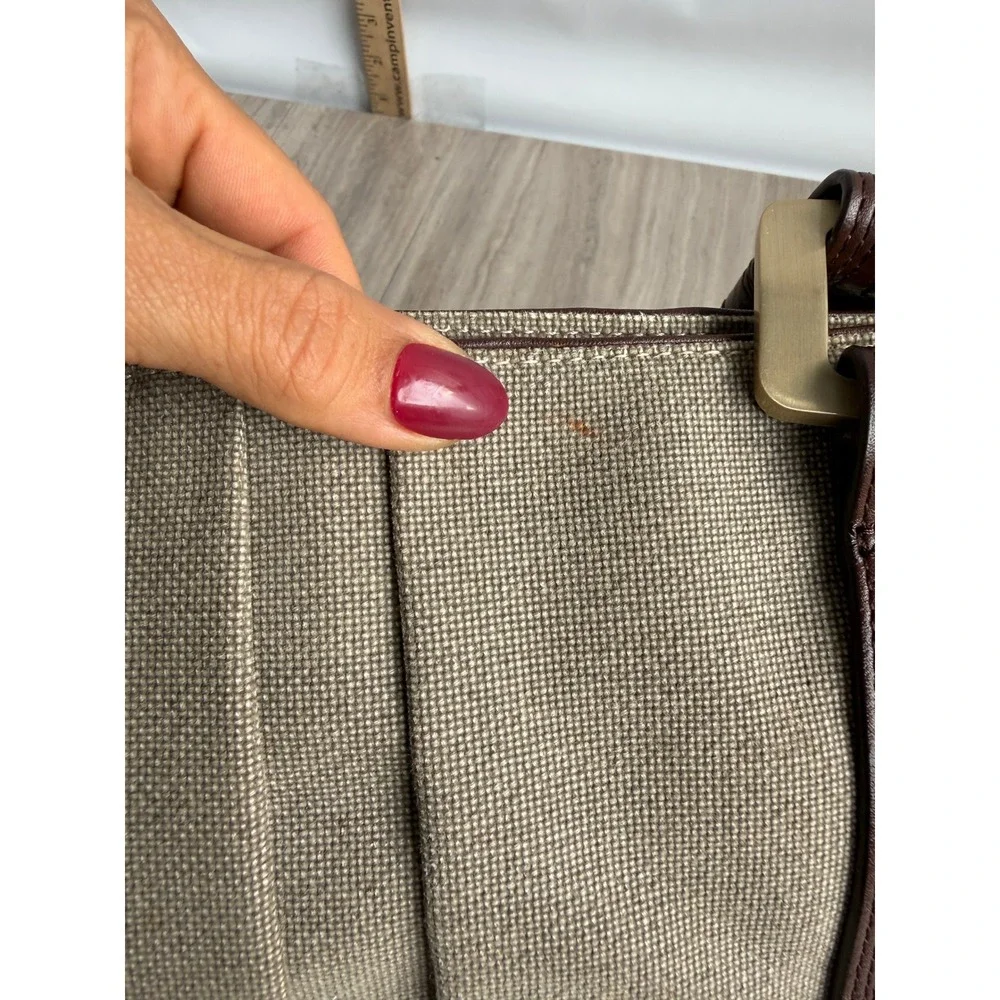 Vintage Michael Kors Canvas Leather Harness Tote Bag Beige Brown Boho Equestrian - Picture 11 of 12